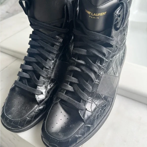 Saint Laurent Black Leather Sneakers - Picture 2 of 5